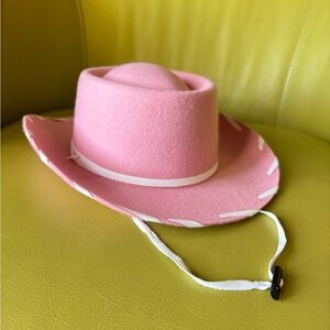 M&F Western Kids Pink Wool Cowboy Hat White Stitch Trim Medium Made in Mexico